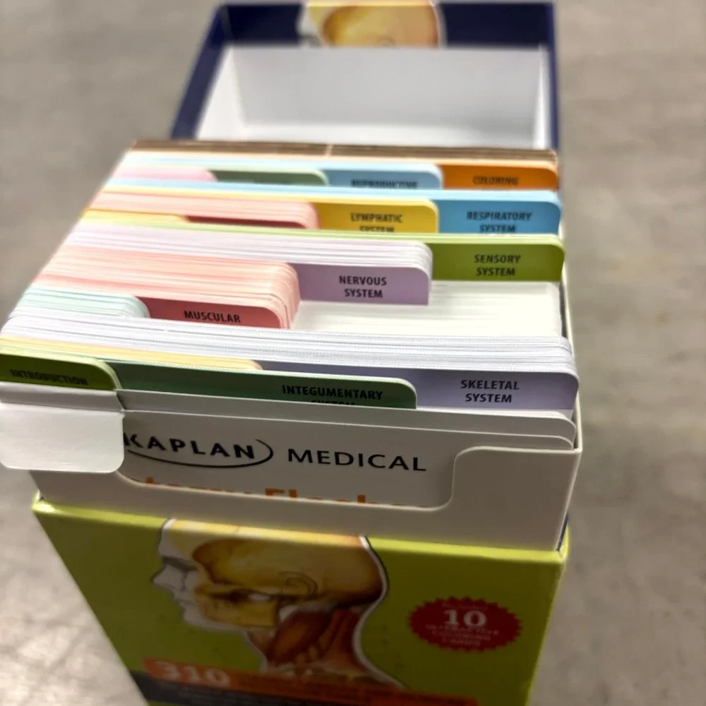 Kaplan Medical Anatomy Flashcards 310 Full Color Study Cards 2011 Box Set
